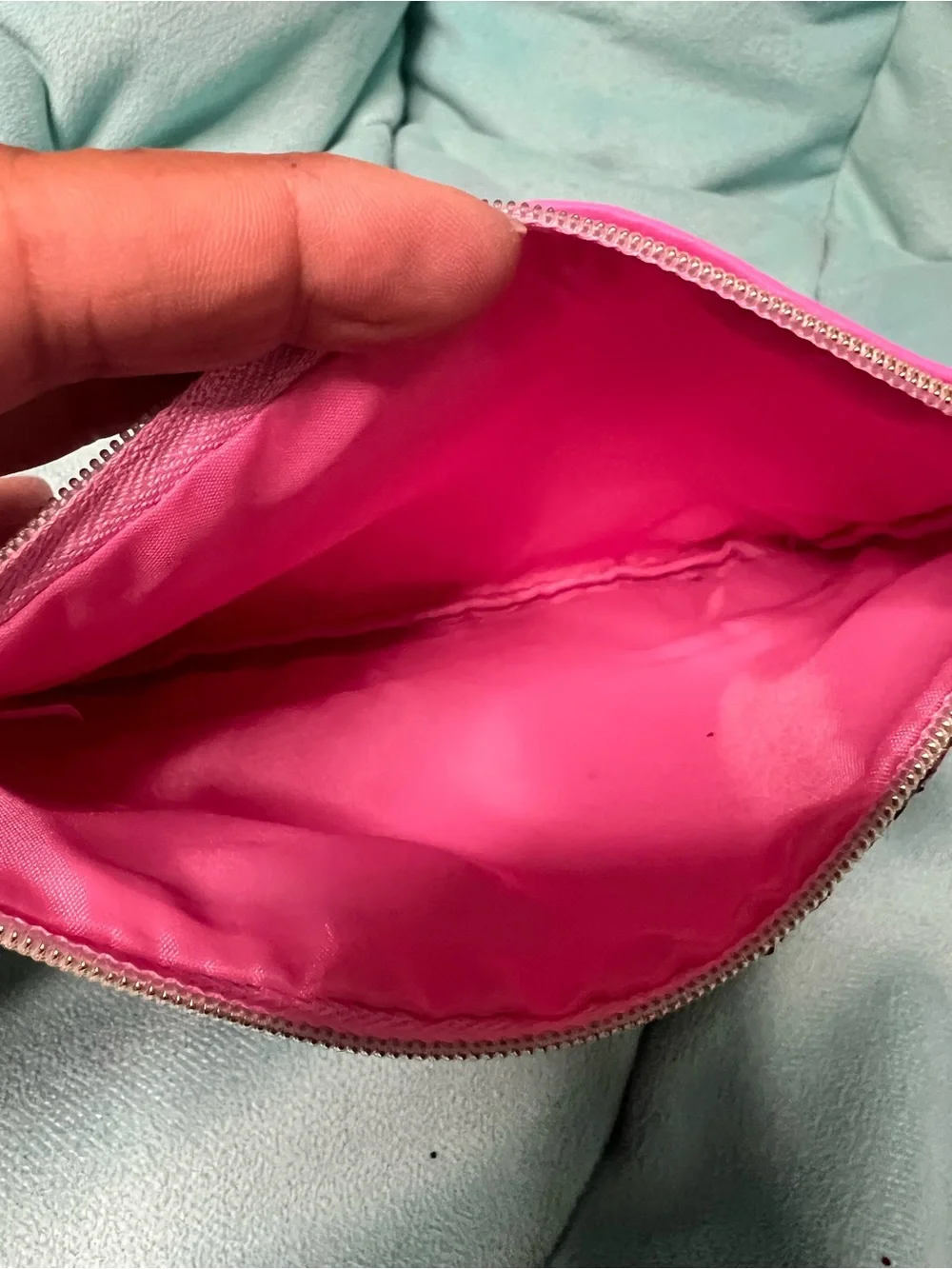 ipsy Pink Glitter, Green Glitter & Teal Patterned Cosmetic Pouch Trio